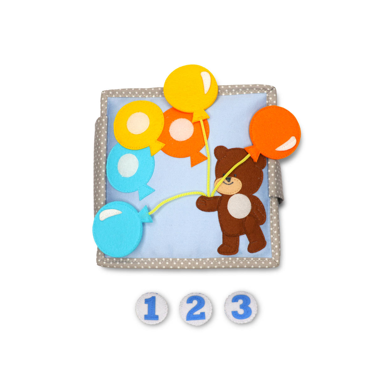 Quiet Book Mini Happy Bearsday interaktives Sensorikbuch für Kleinkinder mit bunten Formen und Tierpuzzles