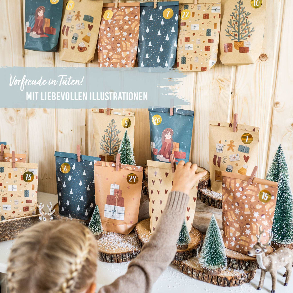 DIY- Adventskalender Adventstüten/ Senf Petrol