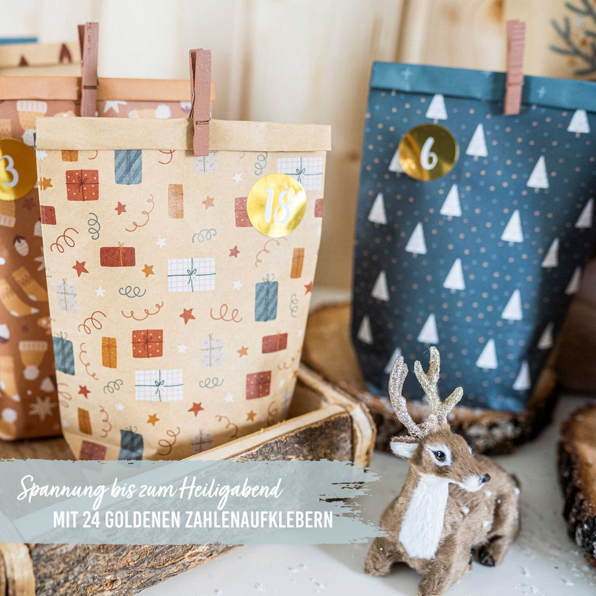 DIY- Adventskalender Adventstüten/ Senf Petrol