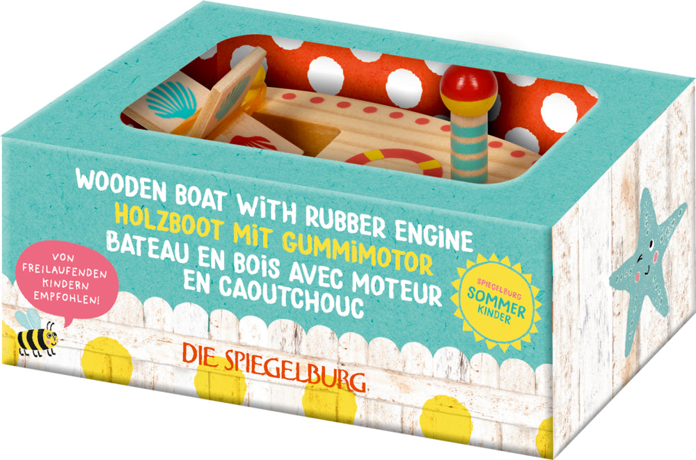 Holzboot mit Gummimotor