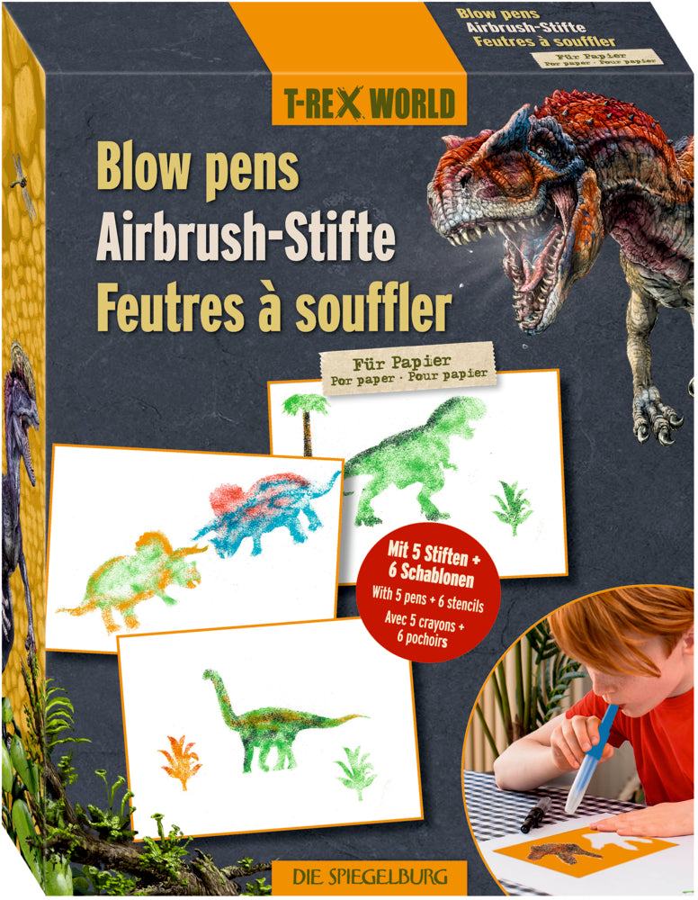 T-Rex World Airbrush-Stifte für Papier mit 5 Stiften und 6 Schablonen Set