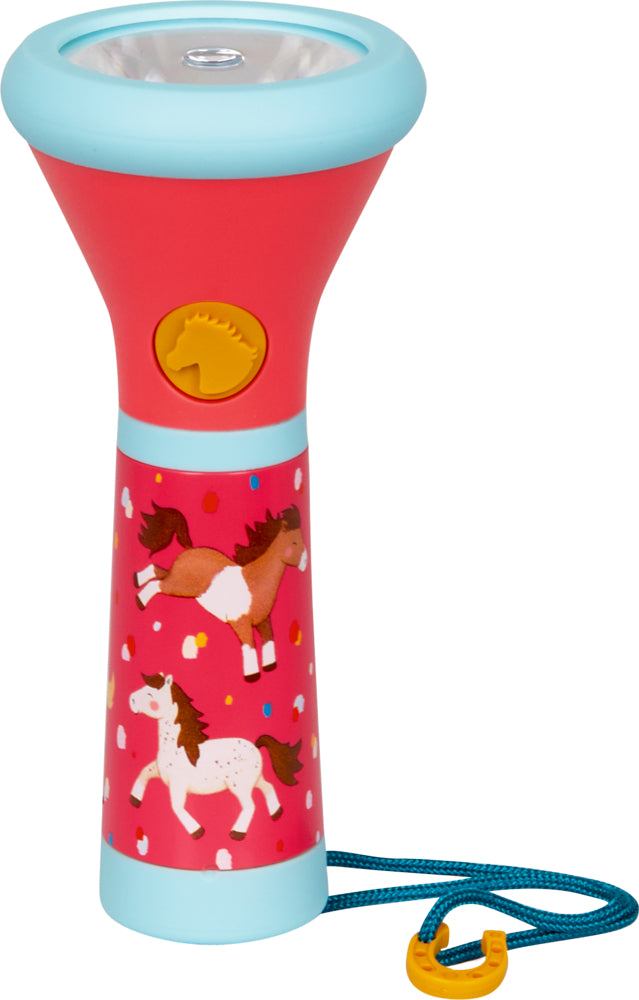Kindgerechte Taschenlampe Mein kleiner Ponyhof mit pferdestarken Motiven und LED-Leuchtmodi