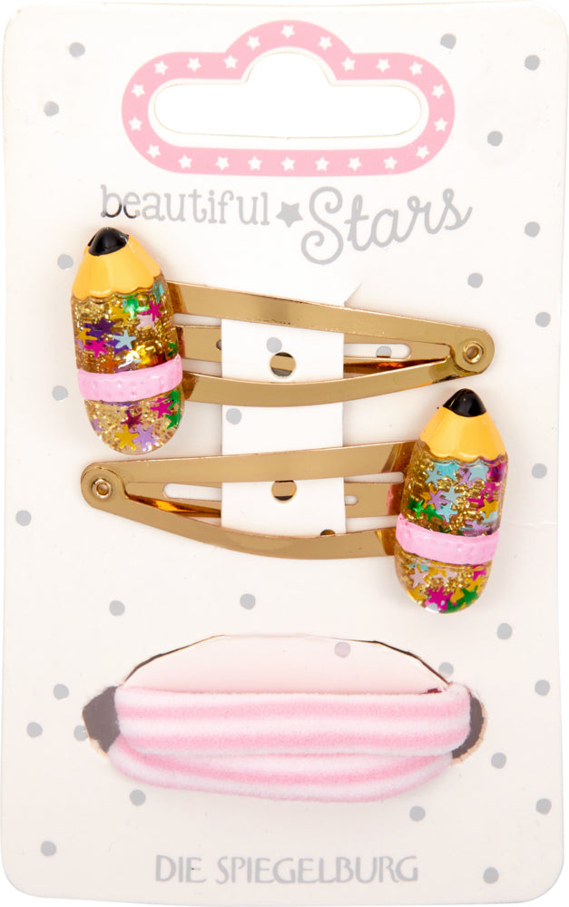 Haarclips & Haargummi Set Stift