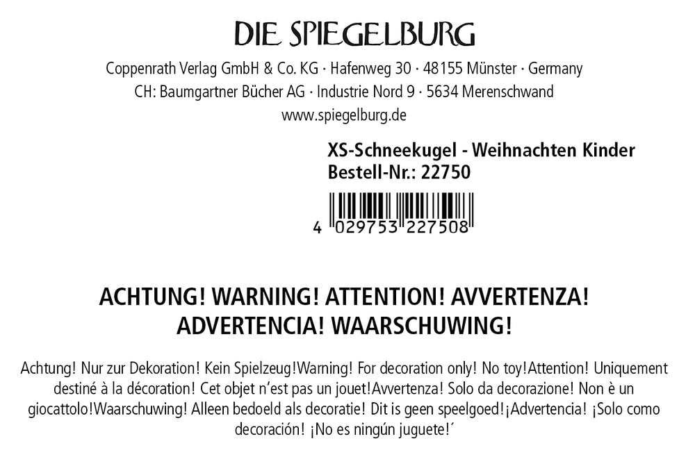 XS-Schneekugel - Wintertiere