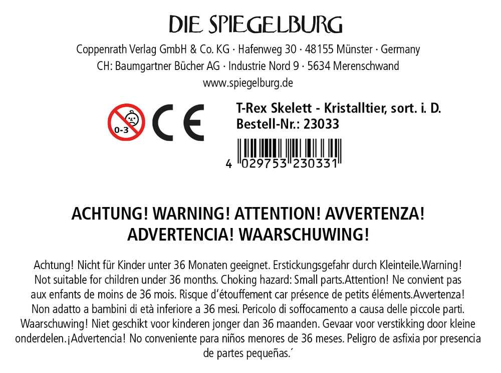 Kristalltier T-Rex Skelett