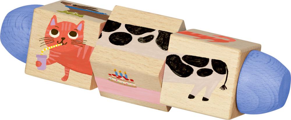 Holz-Dreh-Puzzle mit 4 Tieren