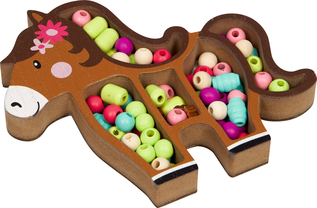 Holzperlenset in ponyförmiger Schale - Mein kl. Ponyhof