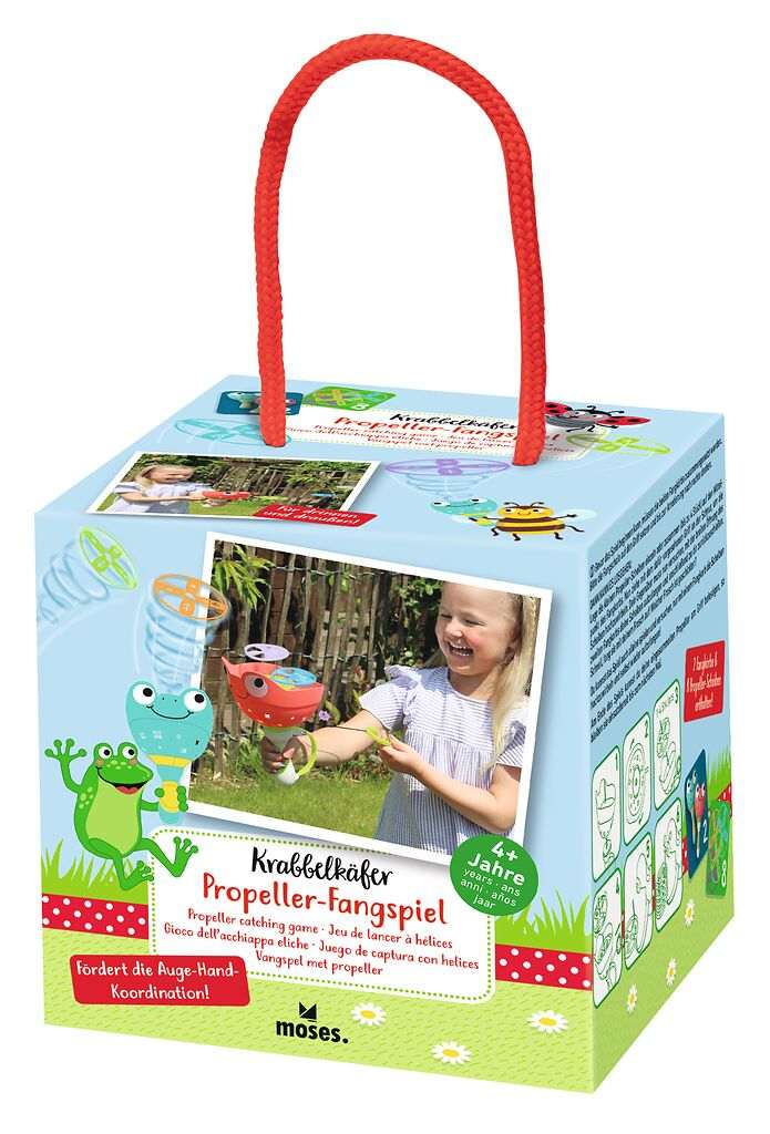 Krabbelkäfer Propeller-Fangspiel mit bunten Propellerscheiben und Käfer-Fangkörben für Kinder ab 4 Jahren