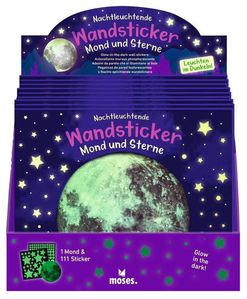 Nachtl. Wandsticker Mond und Sterne