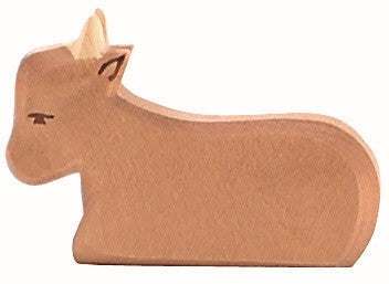 Holzfigur Ochse handgefertigt aus nachhaltigem Holz, 7 cm hoch, kindersicheres Spielzeug