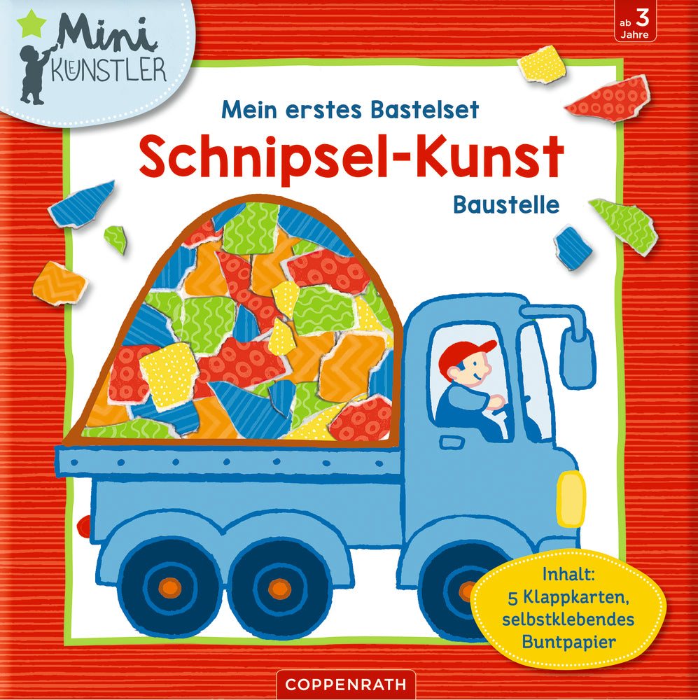 Mein 1.Bastelset mit 5 Klappkarten und selbstklebendem Buntpapier für kreative Kinder ab 4 Jahren