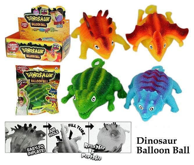 Bunte Dino Ballon Figuren mit Aufblasequipment für Dino Geburtstage von Fun Trading