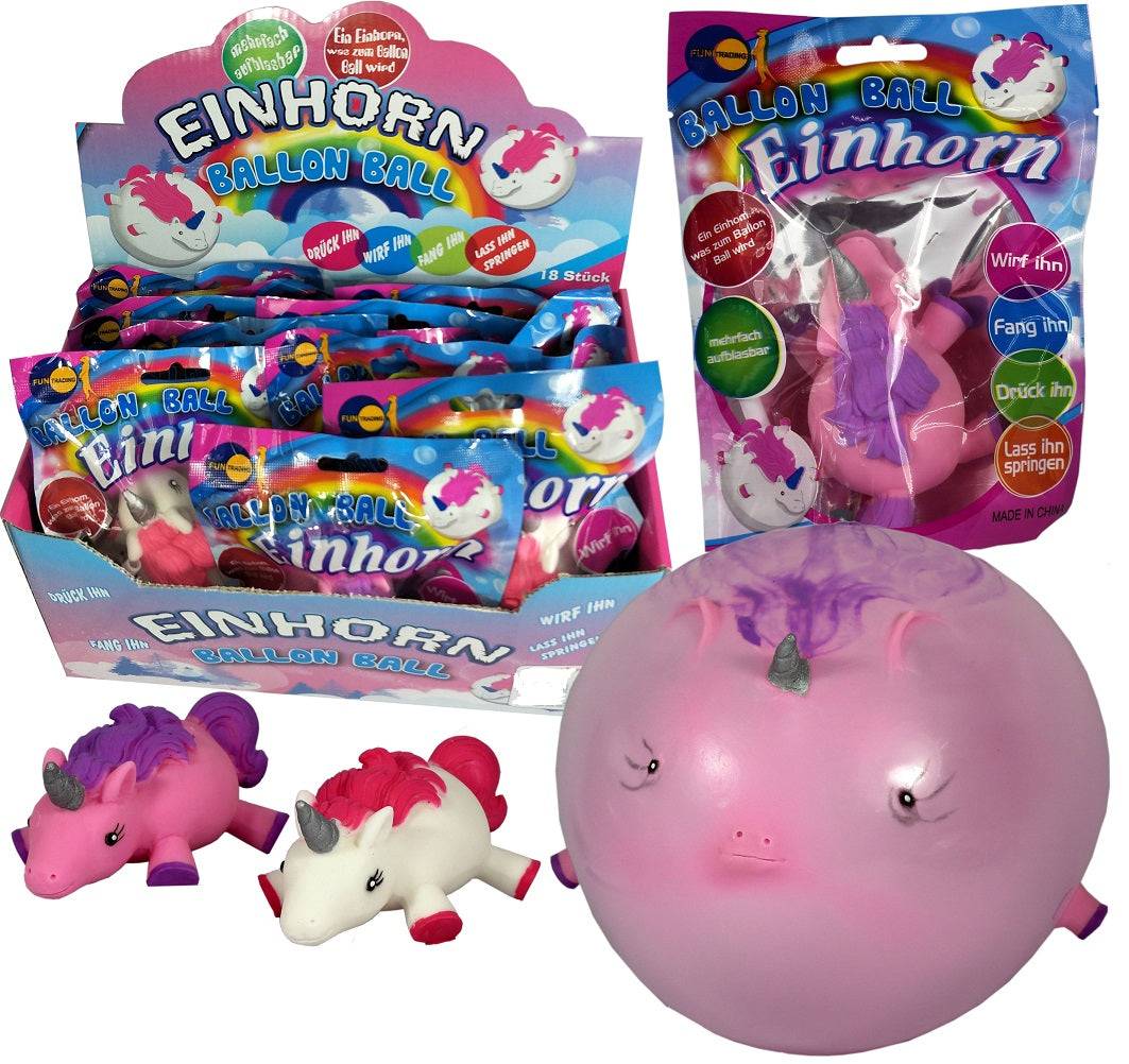 Fun Ballon Ball Einhorn unicorn balloon toy in assorted colors with pump for party fun