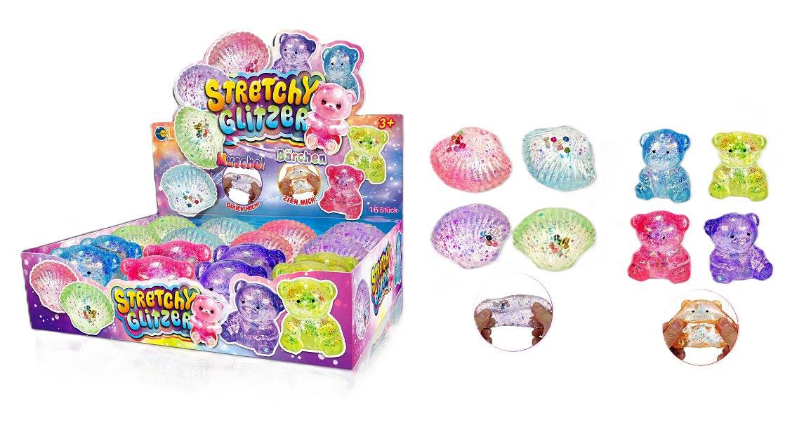 Stretchy Glitzer Muschel / Bärchen
