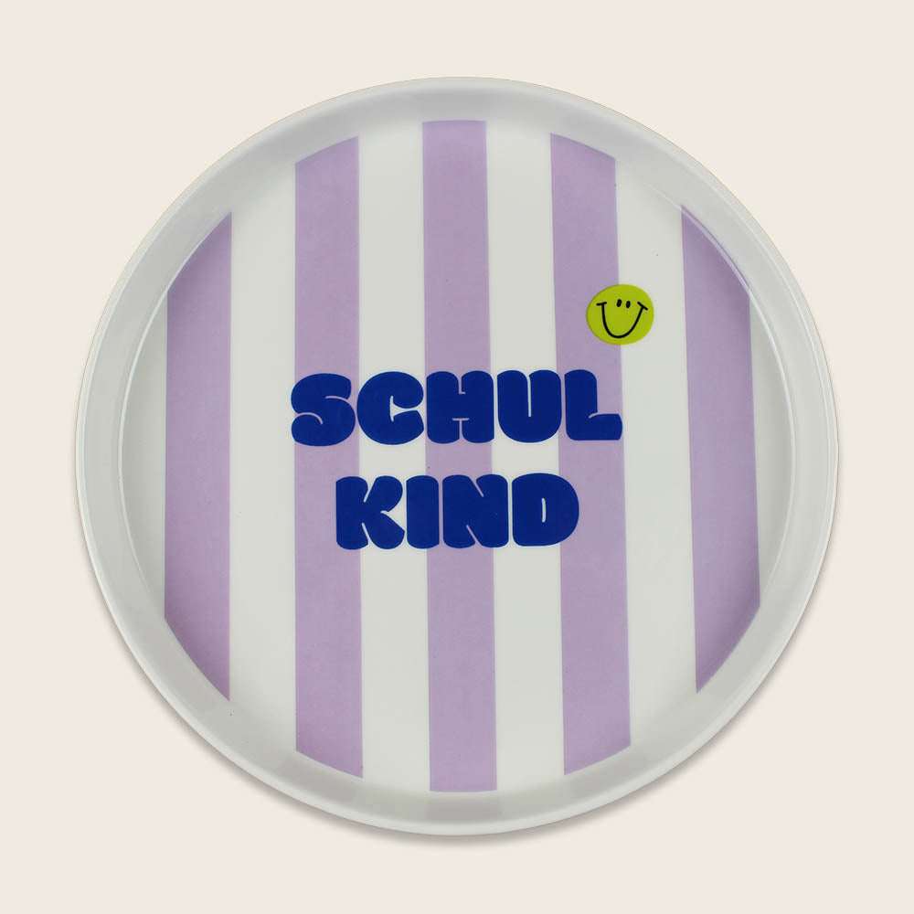 Porzellanset Schulkind Streifen flieder/pink