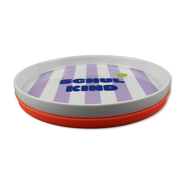 Porzellanset Schulkind Streifen flieder/pink