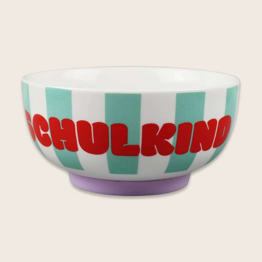 Porzellanset Schulkind Streifen flieder/pink