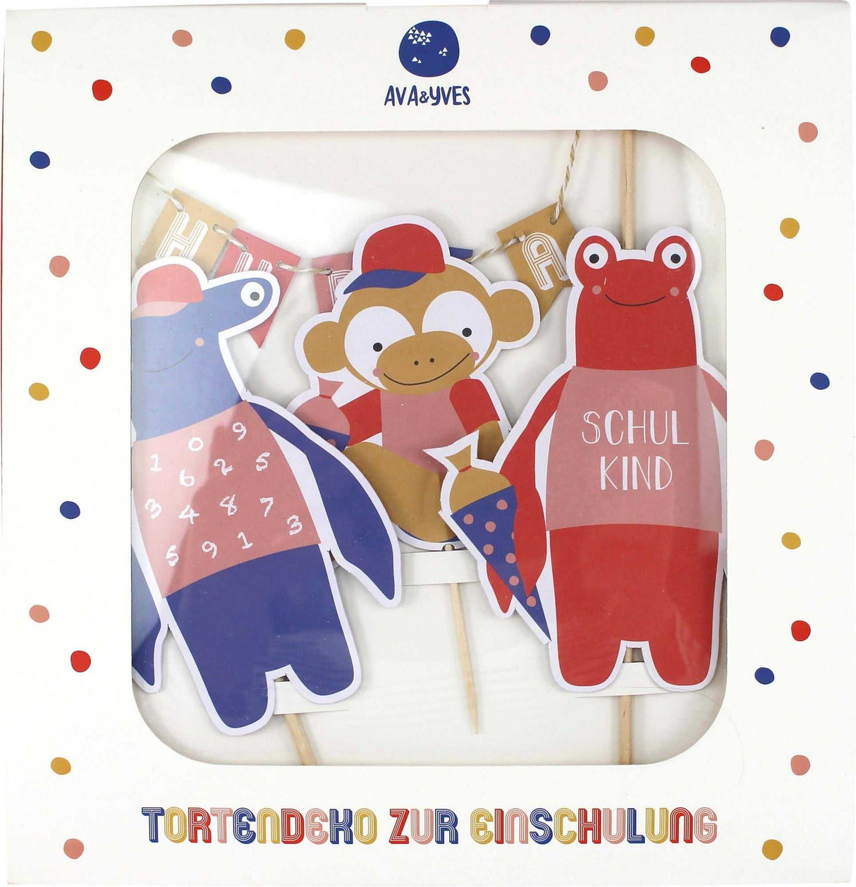 Kuchen-Deko mit Äffchen und Hummer Cake Topper Set von Ava & Yves auf Einschulungskuchen