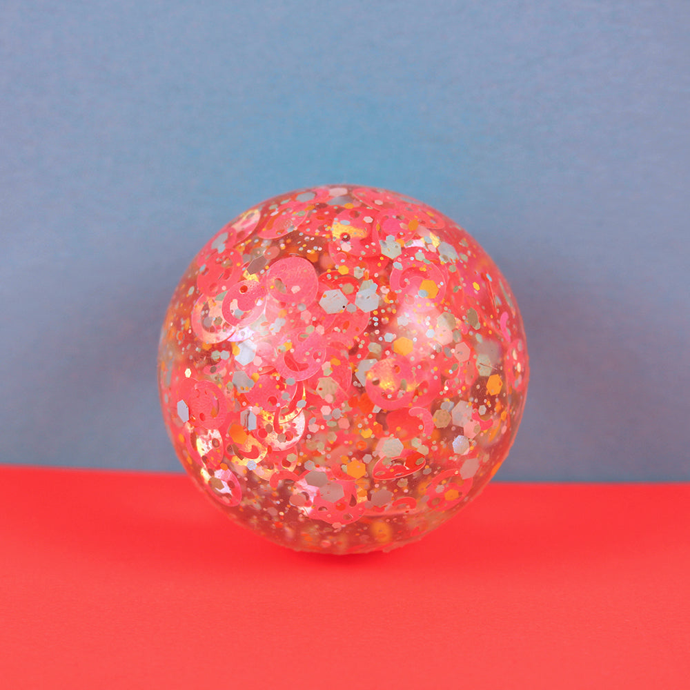 Flummi Smileys & Konfetti/ Neonpink/hellblau