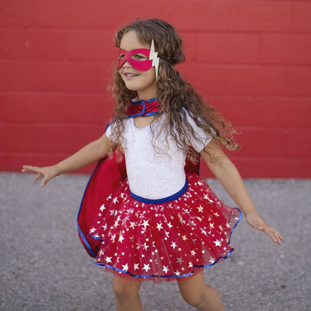Superheldin Tutu & Umhang & Maske 6-8 Jahre