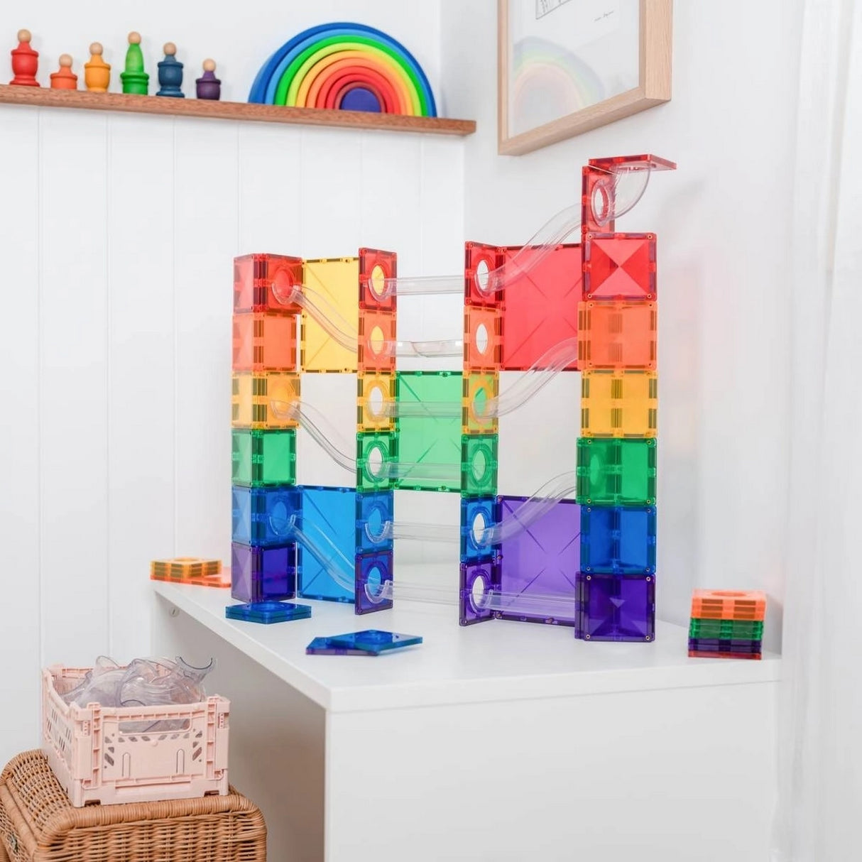 Magnetbausteine Kugelbahn Rainbow Super Ball Run Pack- 134 Teile