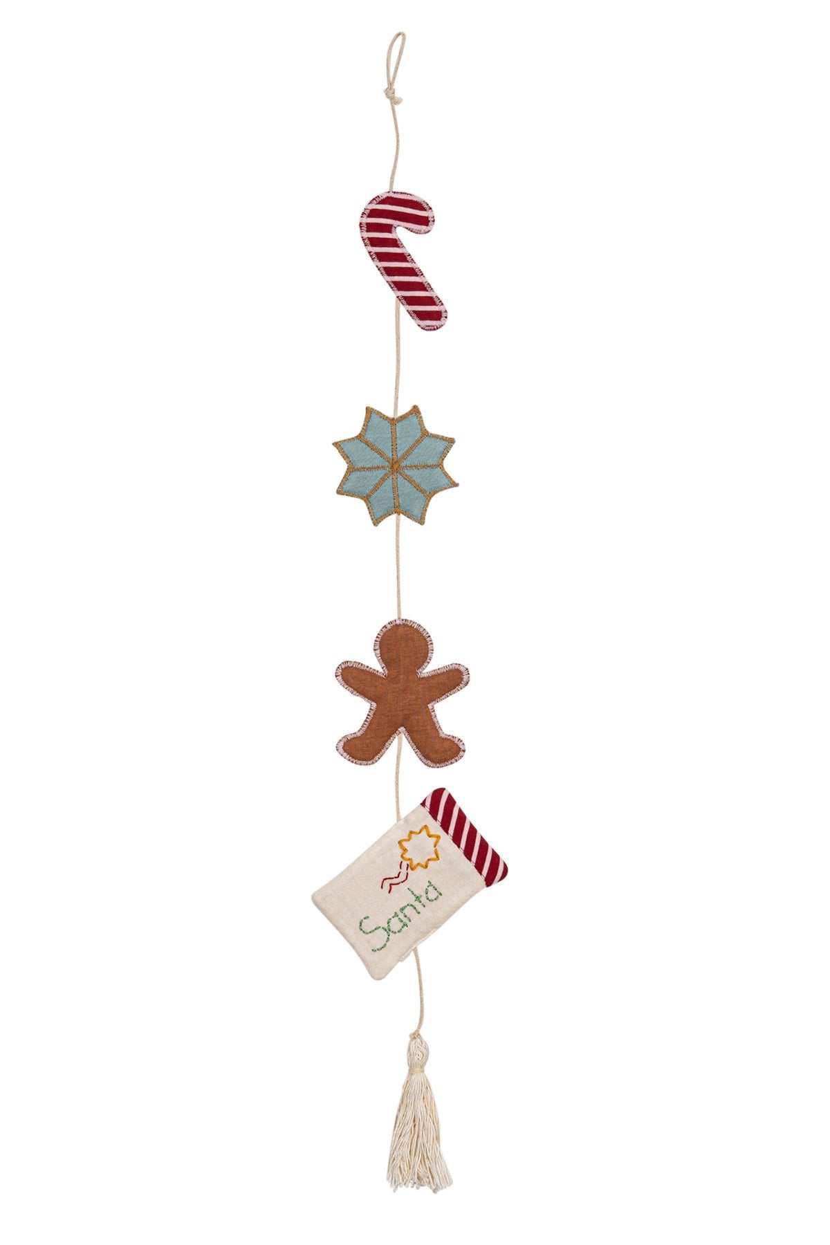 Anhänger mit Santa Aufschrift aus Bio-Baumwolle als weihnachtliche Girlande für Kinderzimmer und Wohnzimmer