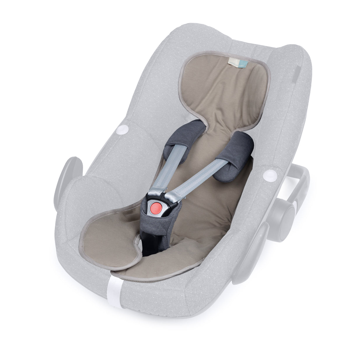 COOLAIR Sitzauflage grau-taupe für Babyschalen ab 0 Monaten, atmungsaktiv und temperaturegulierend