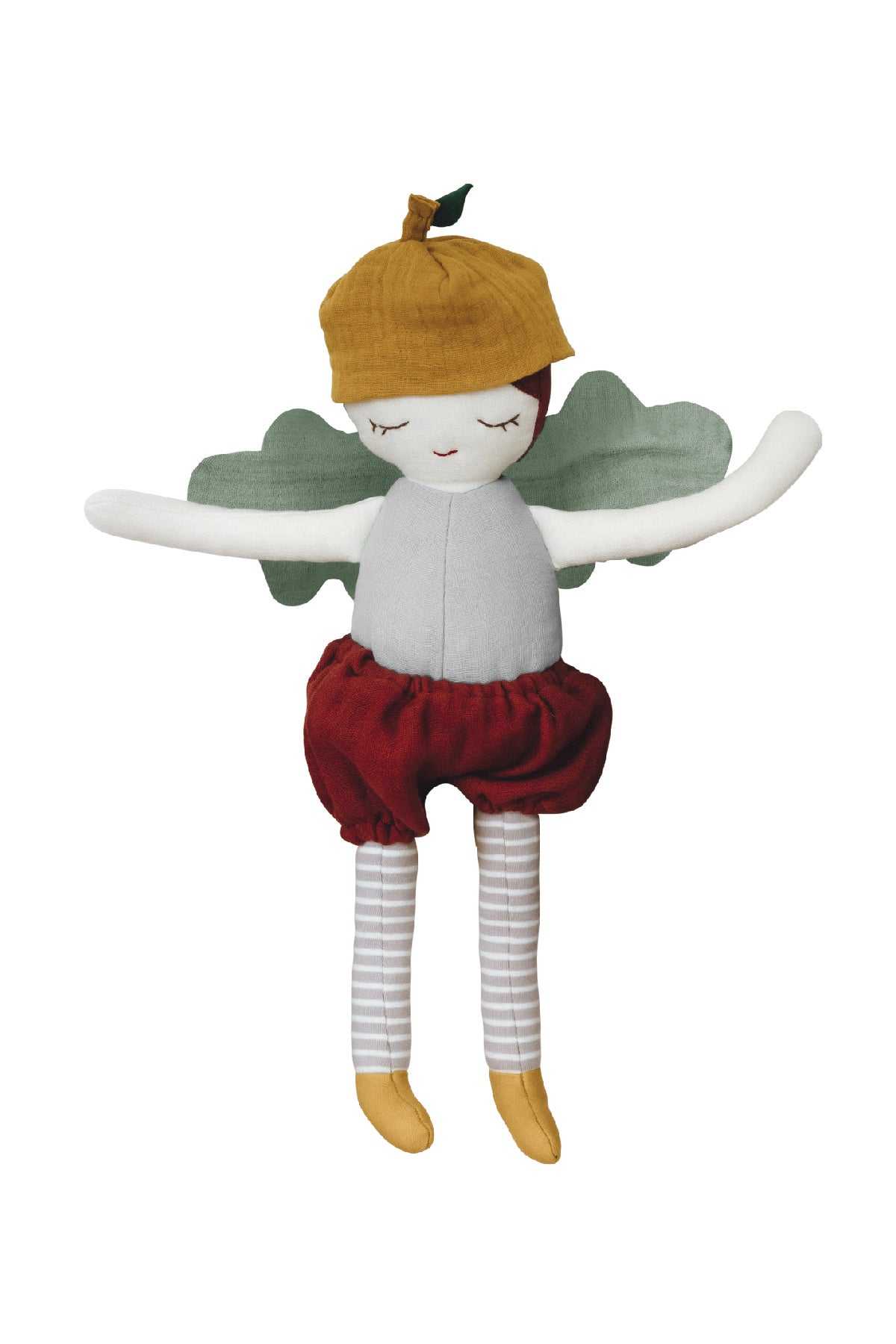 Wald-Elfe Kuschelpuppe aus Bio-Baumwolle in Naturfarben, perfekt für Kinder ab Geburt