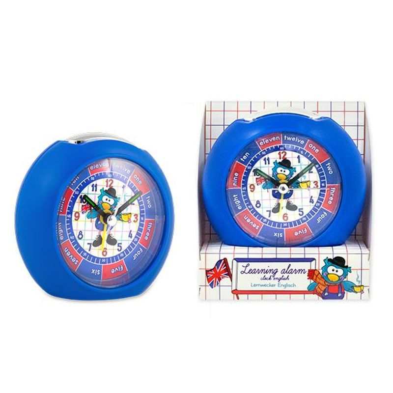 ABC CHAMPIONS Lernwecker English time teaching clock for kids with 24-hour dial and light function