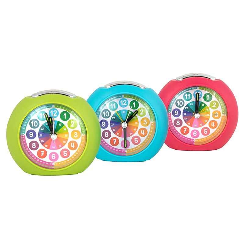 ABC-CHAMPIONS Lernwecker bunter Kinderwecker mit 24-Stunden-Ziffernblatt und Lichtfunktion