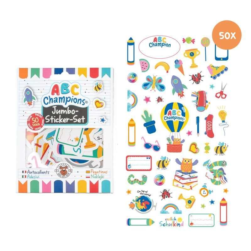 Buntes Jumbo-Sticker-Set von Trendhaus mit 50 farbenfrohen, widerstandsfähigen Stickern für kreative Schulverzierungen