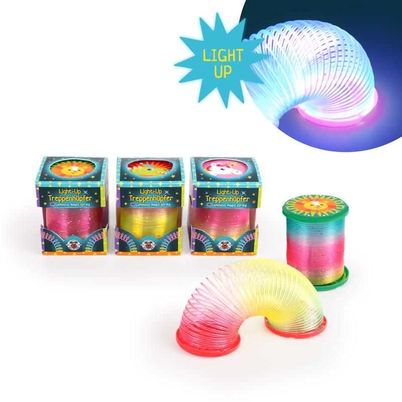 Magic Moments Treppenhüpfer leuchtender Regenbogen-Treppenhüpfer mit Blinklicht und spiralförmiger Farbanimation