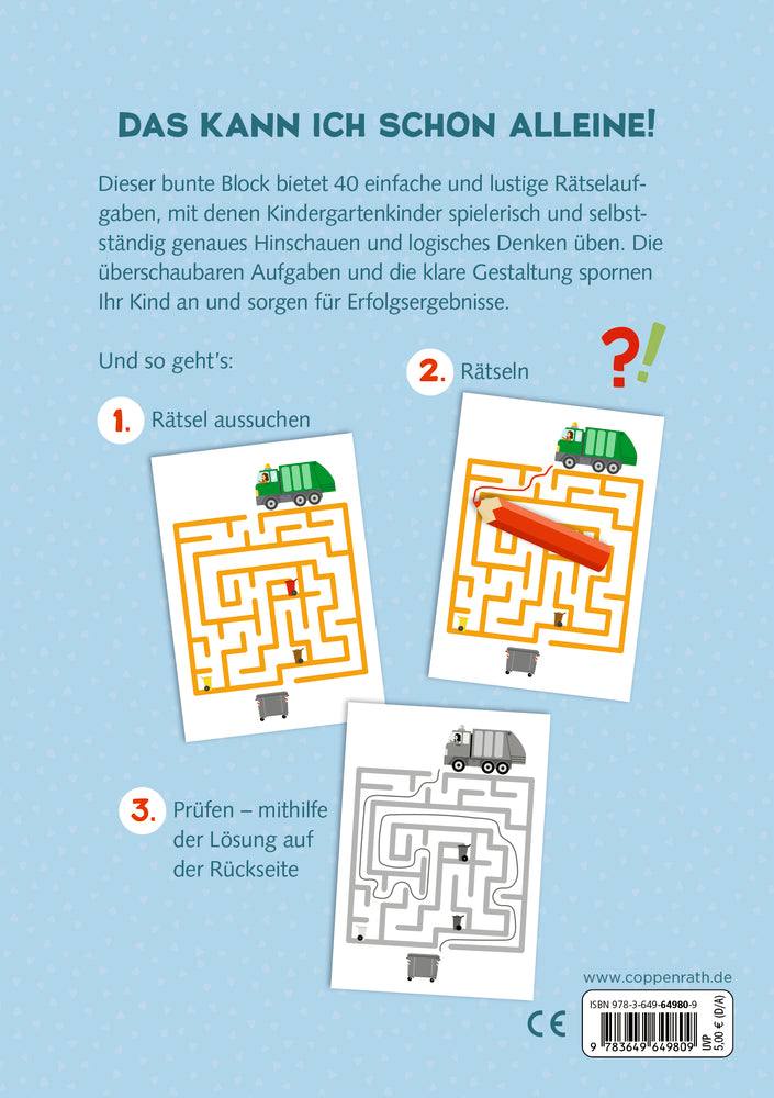 Mein Kindergartenblock: Rätsel ohne Text - Fahrzeuge