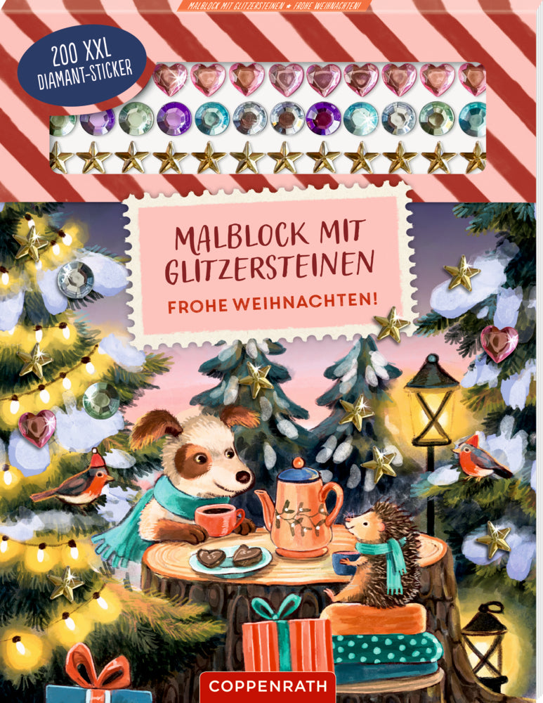 Malblock mit Glitzersteinen - Frohe Weihnachten