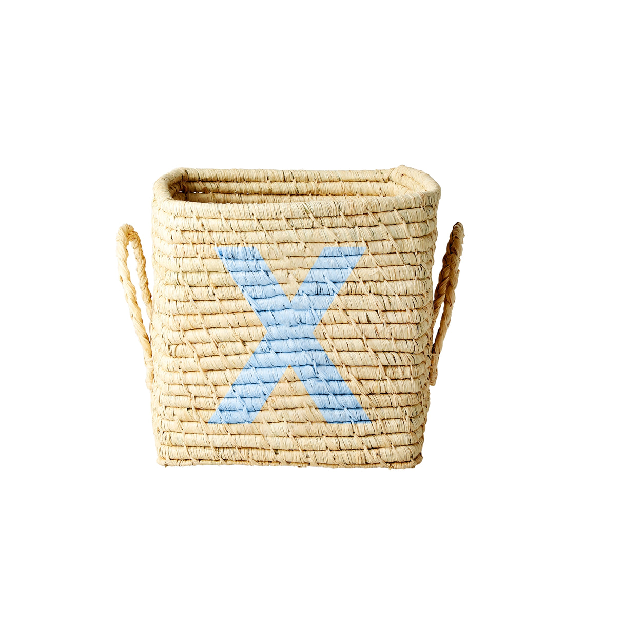 Raffia Square Basket with painted Letter X