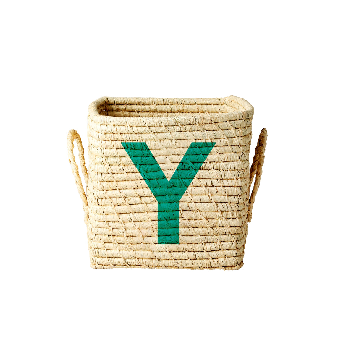 Raffia Square Basket with painted Letter Y