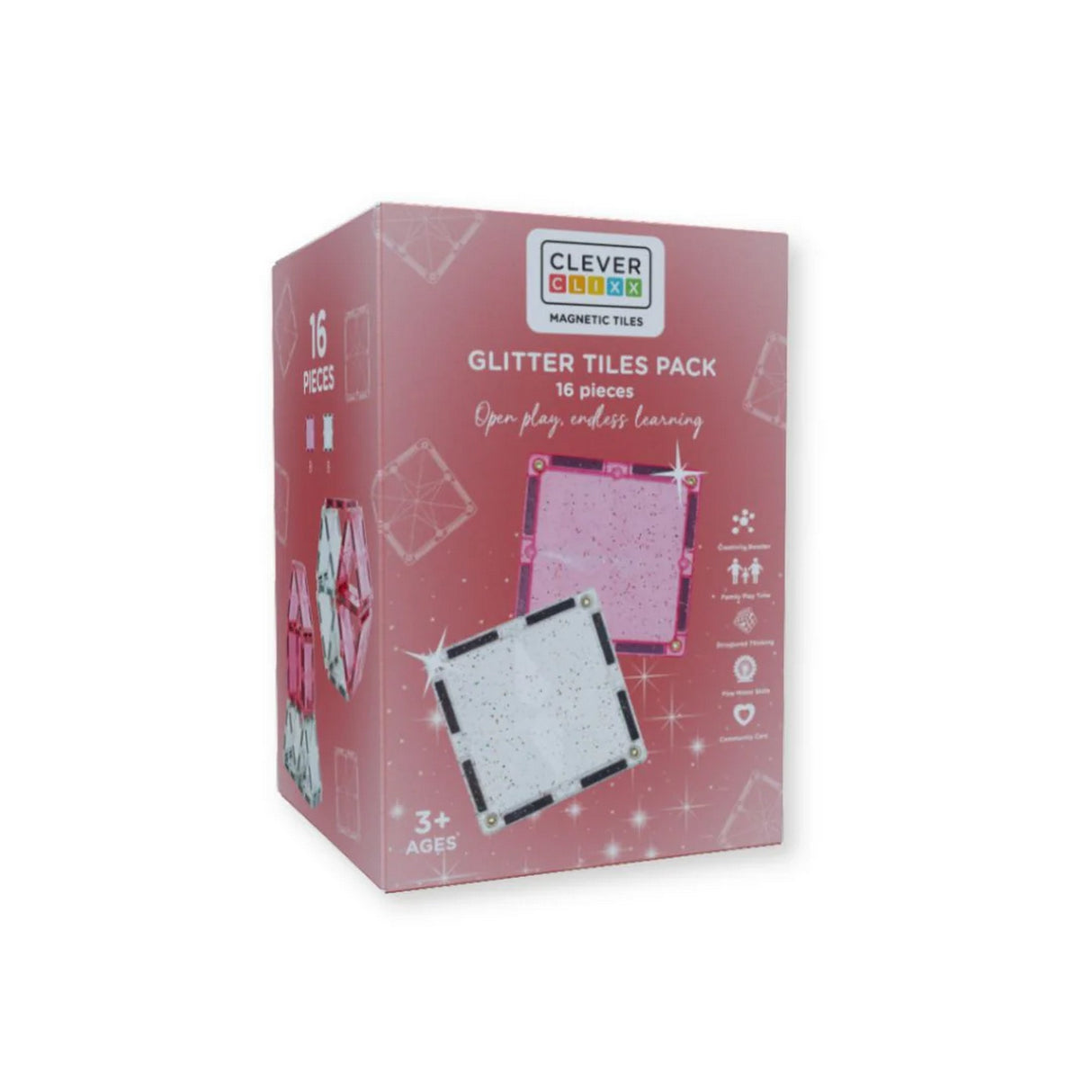 Glitzer Fliesen Transparent/Rosa 16 Teile