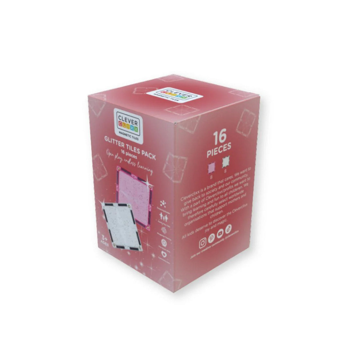 Glitzer Fliesen Transparent/Rosa 16 Teile