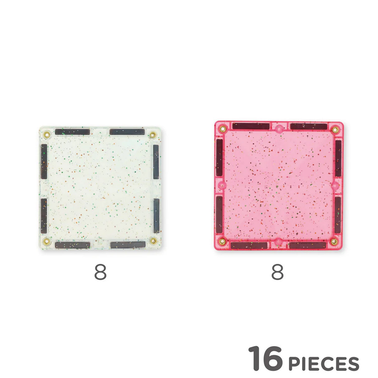 Glitzer Fliesen Transparent/Rosa 16 Teile