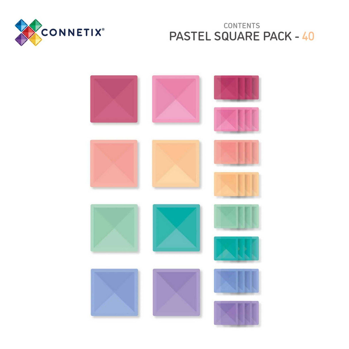 Magnetbausteine Pastell Square Pack 40 Teile