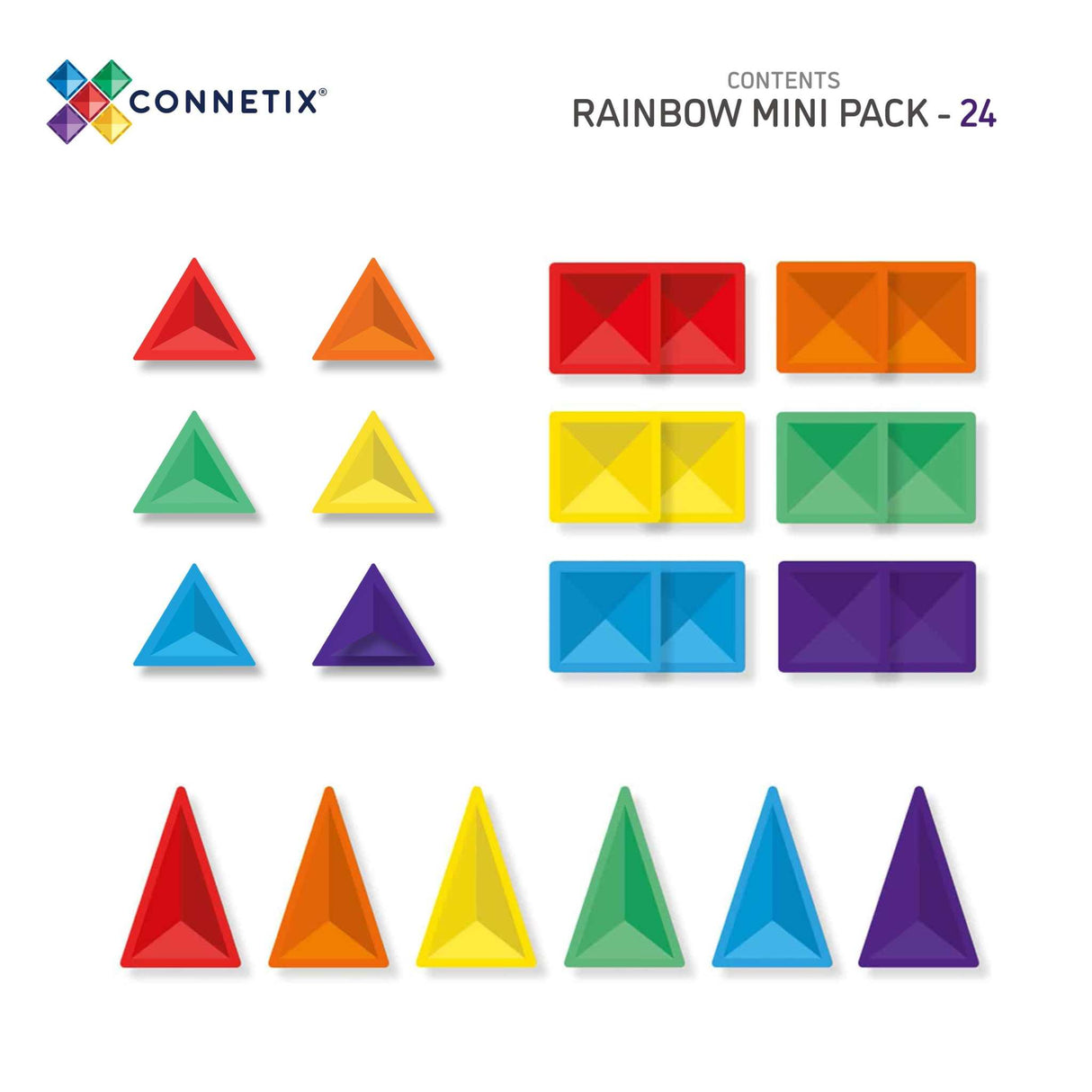 Magnetbausteine Regenbogen Mini Pack - 24 Teile