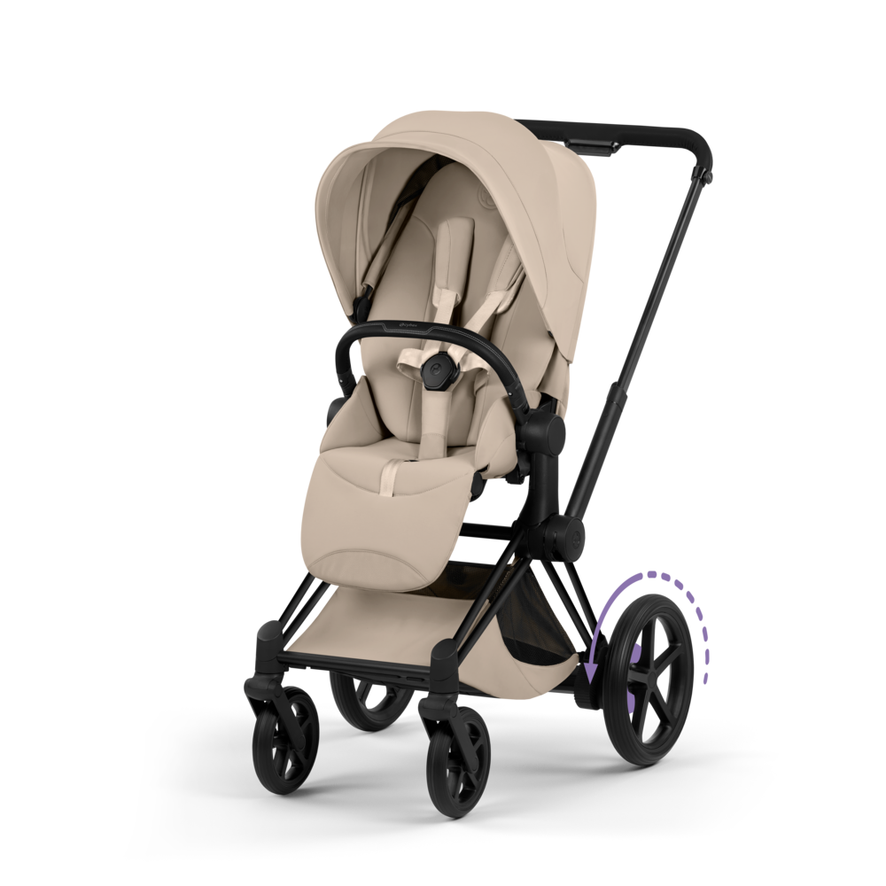 ePRIAM Comfort Matt Black incl. Babywanne, Sitzeinheit, Sitzbezug Cozy Beige