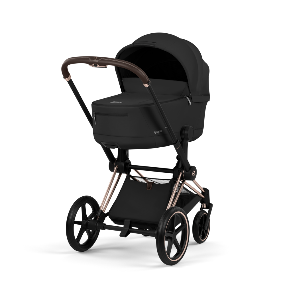 PRIAM Comfort Rosegold incl. Babywanne, Sitzeinheit, Sitzbezug Sepia Black