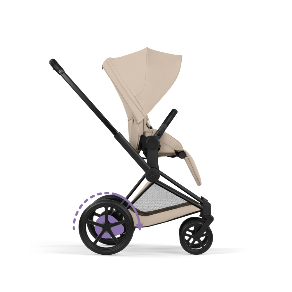 ePRIAM Comfort Matt Black incl. Babywanne, Sitzeinheit, Sitzbezug Cozy Beige