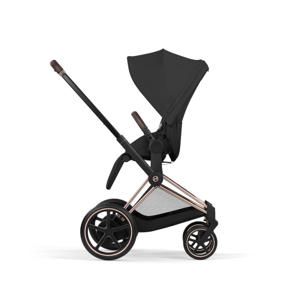 ePRIAM Comfort Rosegold incl. Babywanne, Sitzeinheit, Sitzbezug Sepia Black