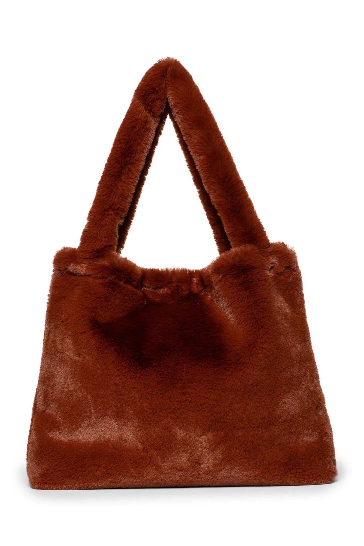 Handgefertigte Faux Fur Mom-Bag Kakao Tragetasche aus weichem Kunstfell, ideal für Kinderwagengriff und Alltag mit Baby