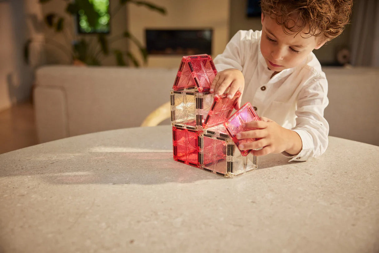 Glitzer Fliesen Transparent/Rosa 16 Teile