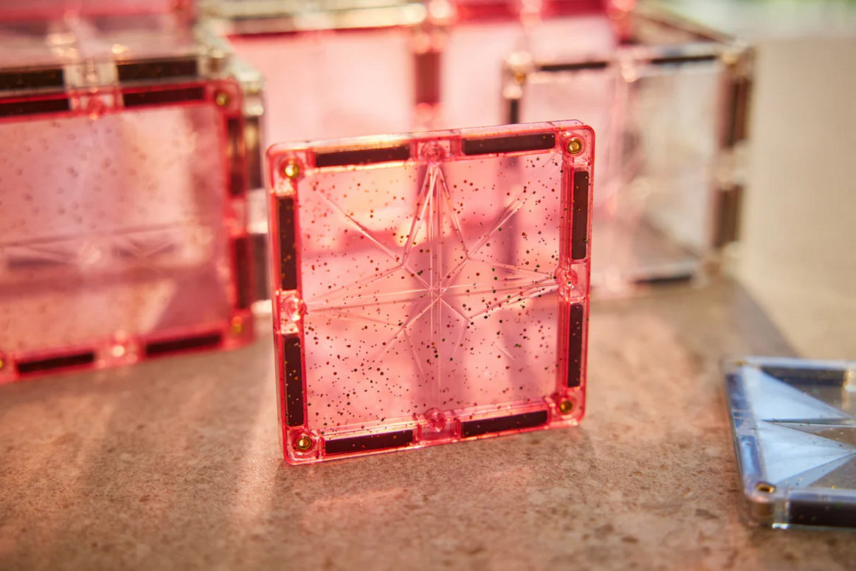 Glitzer Fliesen Transparent/Rosa 16 Teile