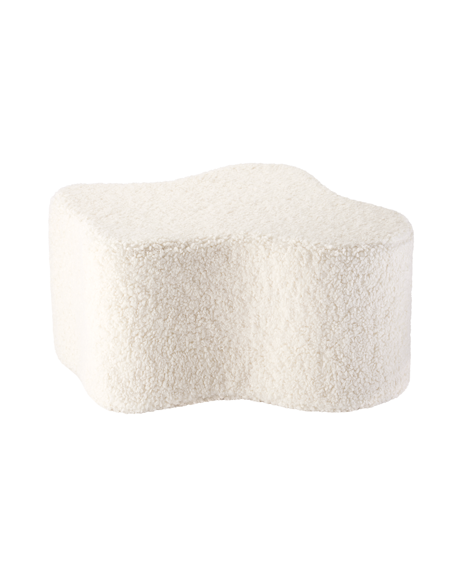 Cream white Cloud Pouffe kids' seat with soft teddy fabric and cloud shape
