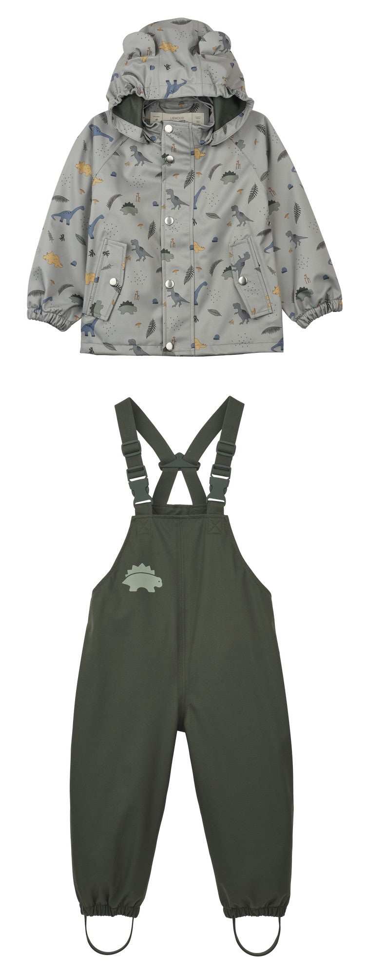Regenanzug Dakota Softshell dino dove blue wasserdicht und atmungsaktiv für Kinder